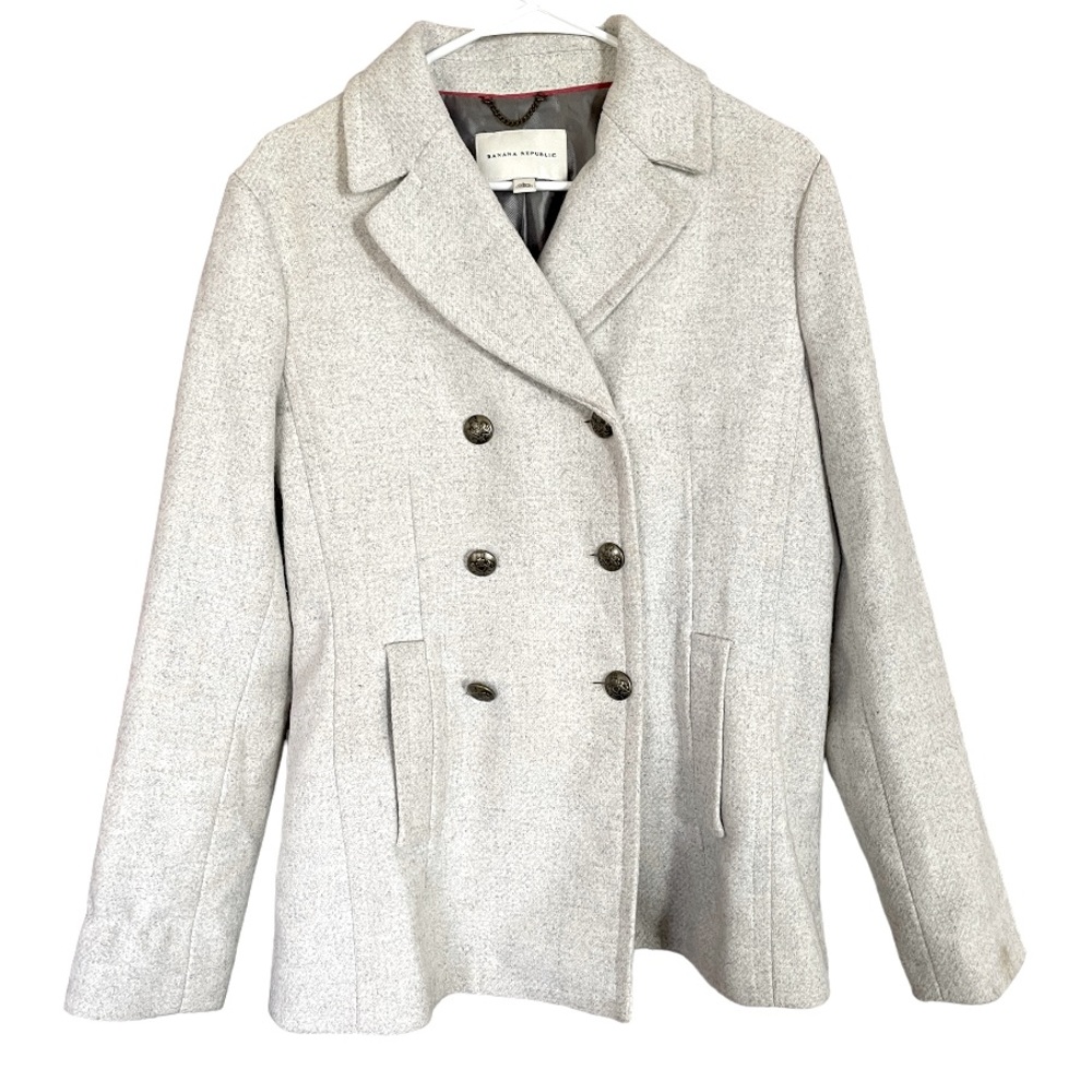 Banana Republic Grey‎ Wool Blend Pea Coat L